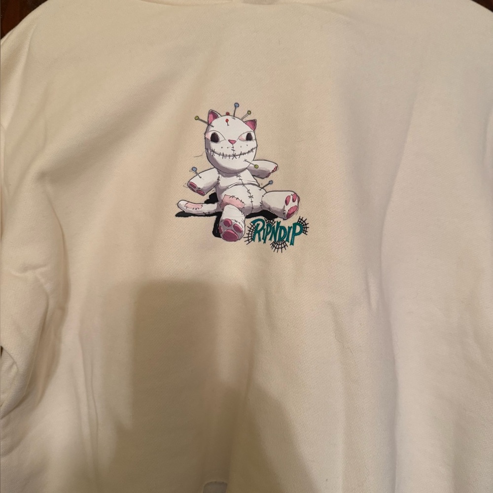 Ripndip Cream Hoodie with Voodoo Cat Graphic